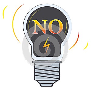 The word no in lamp Light vector icon